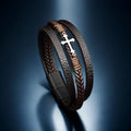 Leather Braided Cross Multi-Layer -BROWN
