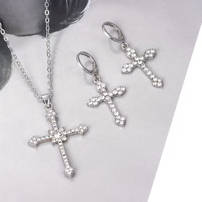 Cross Necklace and Earrings Set