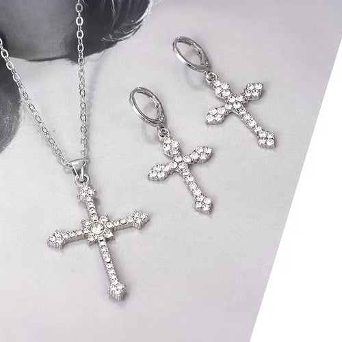 Cross Necklace and Earrings Set