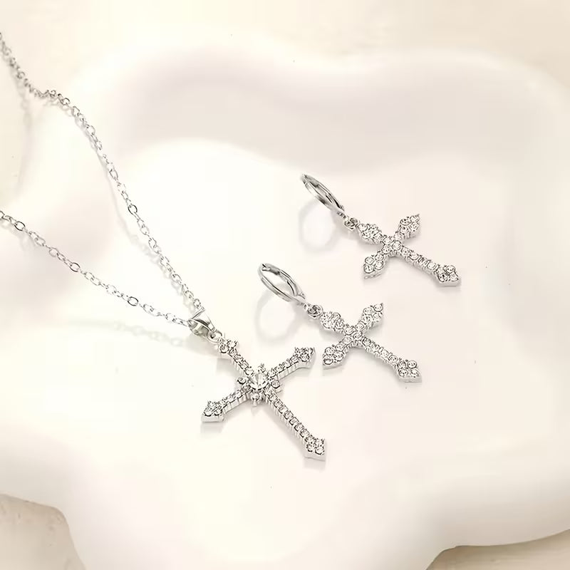 Cross Necklace and Earrings Set