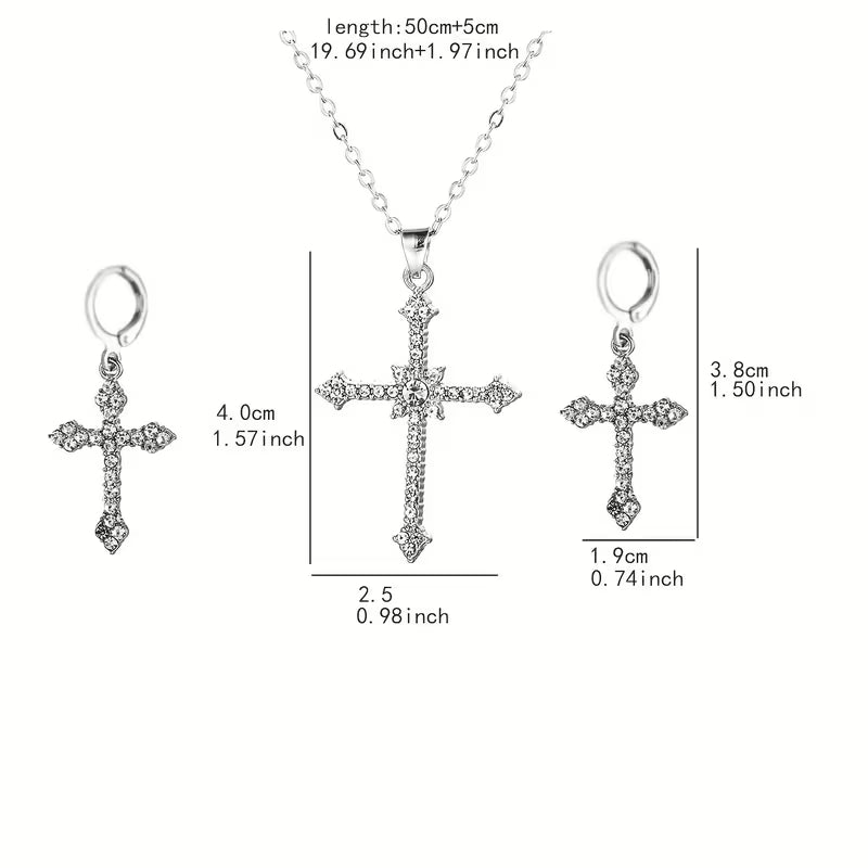 Cross Necklace and Earrings Set