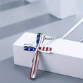 AMERICAN FLAG CROSS NECKLACE